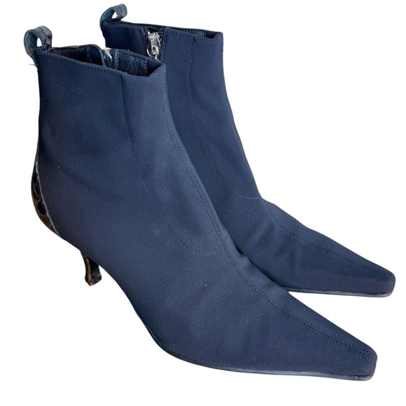 DONALD J PLINER DJP Black Lola S4 Kitten Heel Booties Point Toe Croc Embossed 7 - Picture 2 of 16